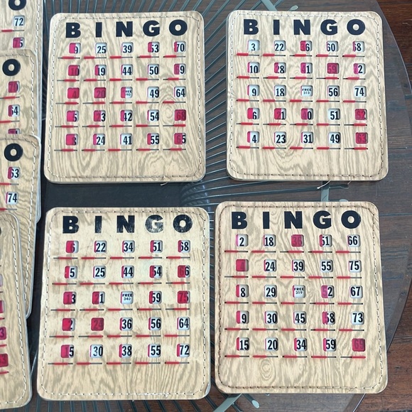 Bundle of 10 vintage Bingo cards faux wood board game cards boards 60s - Picture 7 of 13